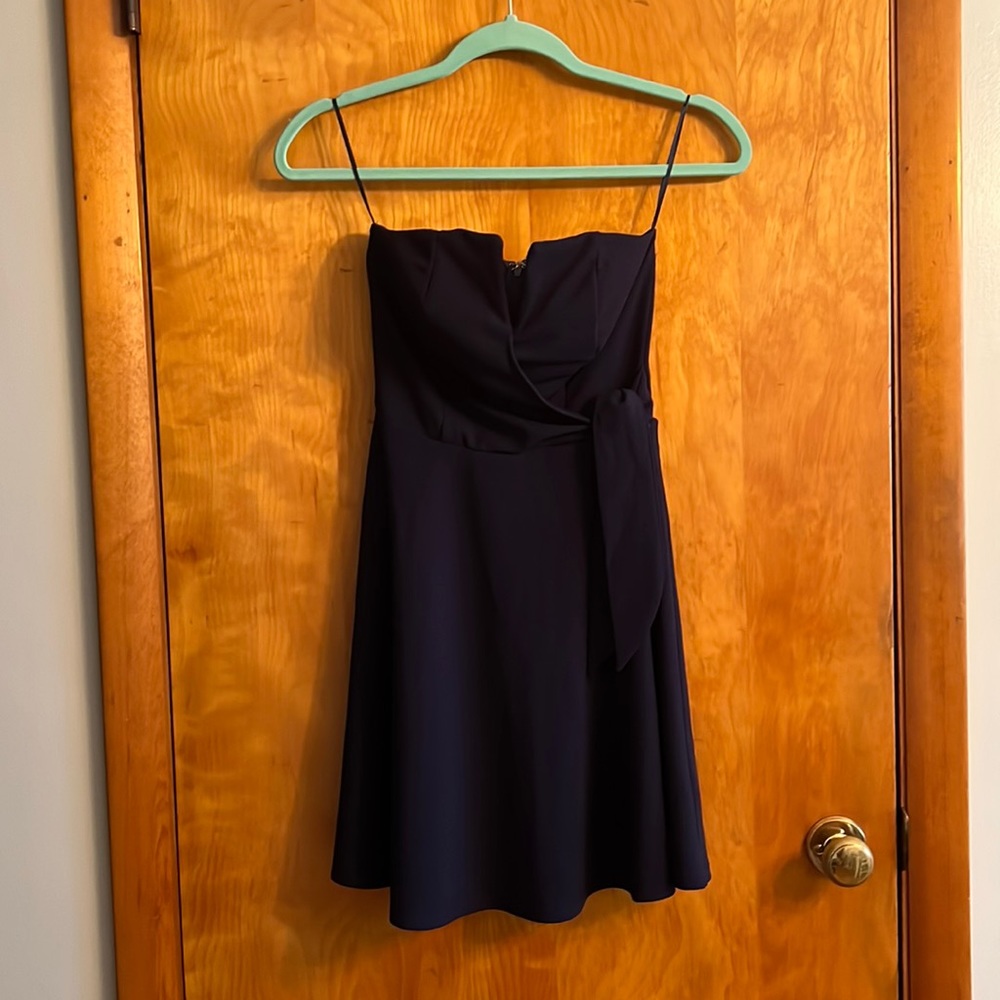 Francesca’s size xs strapless navy blue minidress